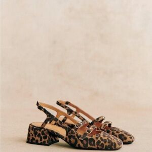 Sezane Animal Print Slingback Heels